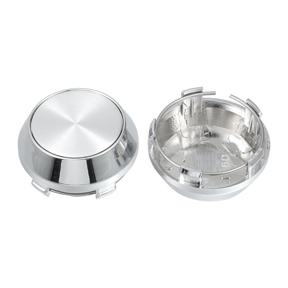 4x For Wheel Center Cap Universal Rim Chrome Hub Cap 60mm No Logo Silver Base