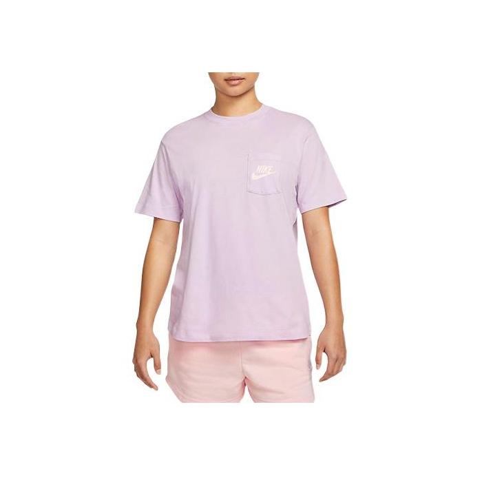 

Nike Спортивная одежда с карманом, принтом сзади, свободная футболка с коротким рукавом и круглым вырезом, женские топы, фиолетовые DQ3154-530 M