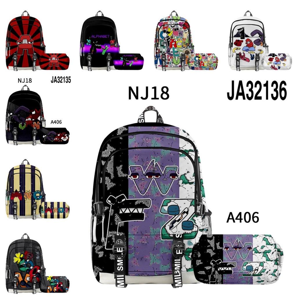 Alphabet Lore Legend Schoolbag Backpack W/ Zipper Double Layer Pen Bag Two-piece