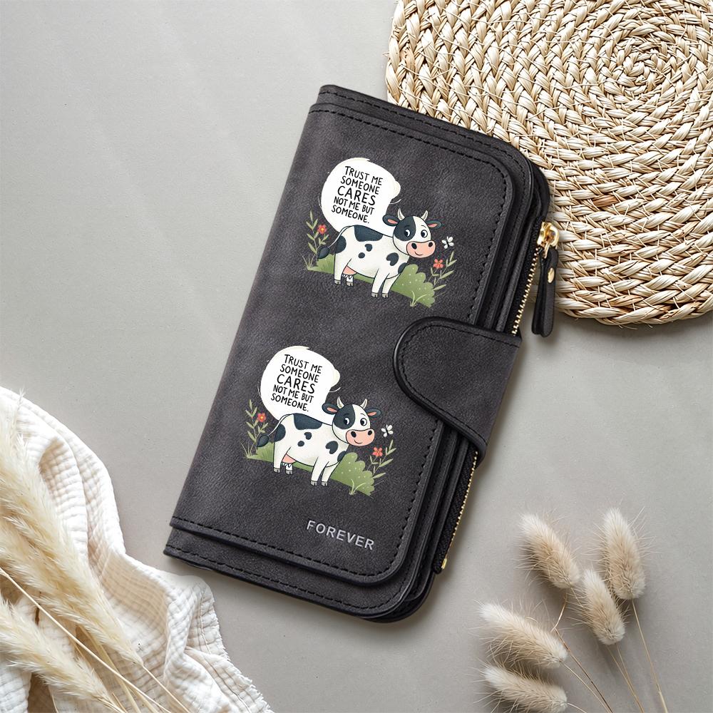 Cute Cow Printed Long Wallet Fashion Casual Card Holder Portable Faux Leather Purse for Women