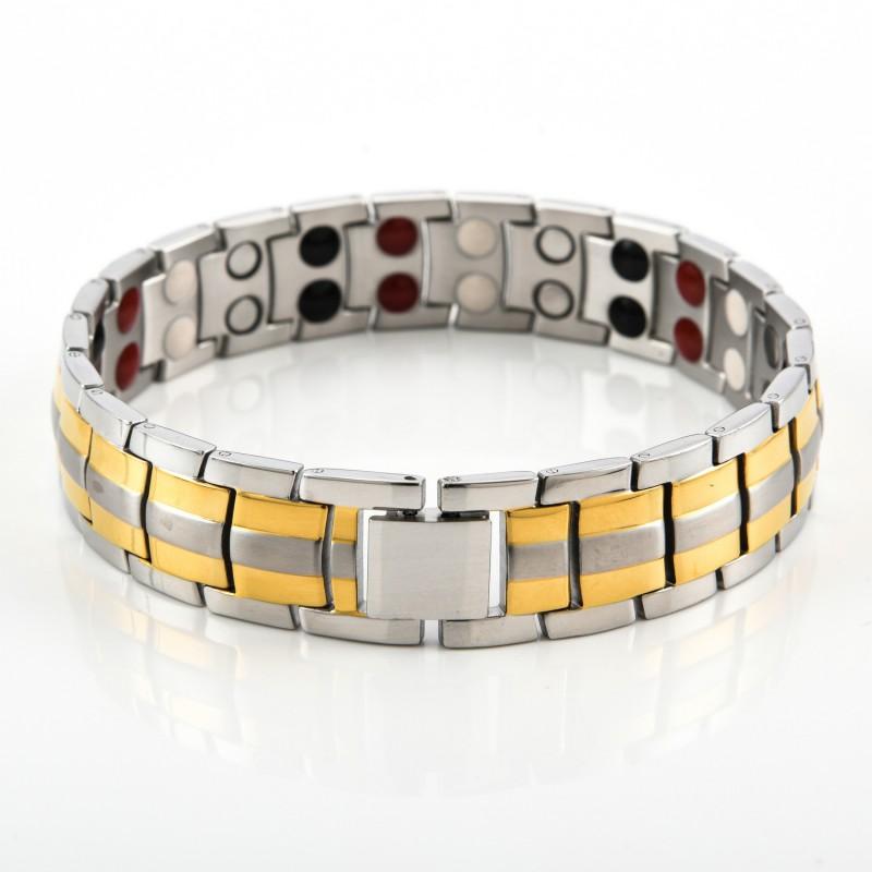 Stainless Steel Magnetic Double-Row Mens Bracelet Geometric Design Gift Office Professionals
