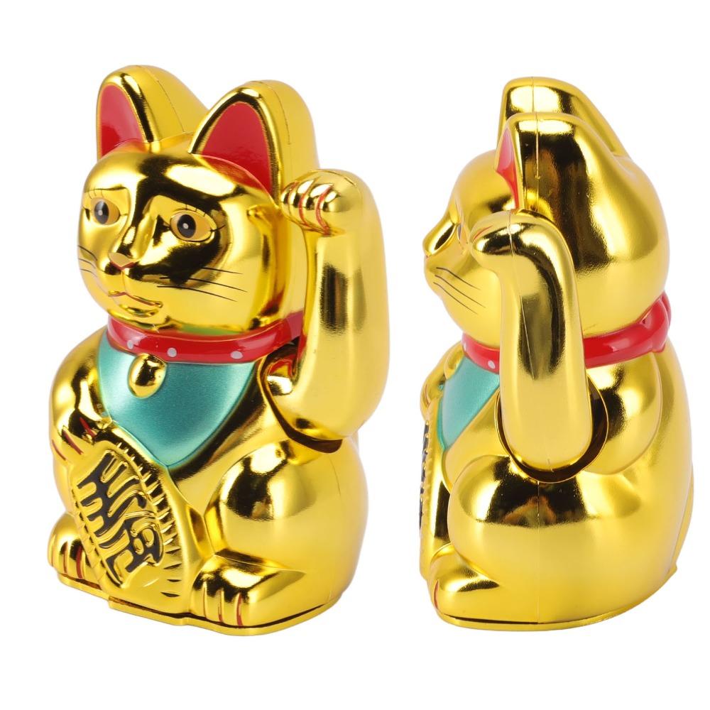 Plastic Maneki Neko Tabletop Ornament Gold Swing Arm Feng Shui Cat  Hotel Cafe Desktop Statue
