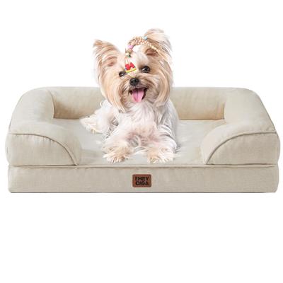 EHEYCIGA Dog Bed, Winter Pet Bed, Waterproof, Washable, Dog Cushion, High Rebound, Removable Cover, Non-Slip, All Season, Small To Medium Dogs (61x45x
