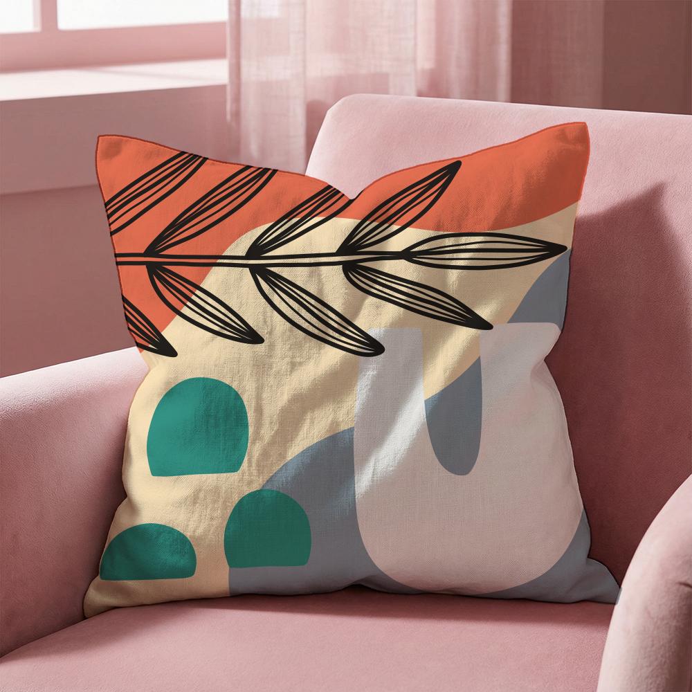 Abstract Simple Geometric Leaf Cushion Cover Multi-Scene Pillow Cover for Home & Car - Reversible, Soft & Durable for Daily Use