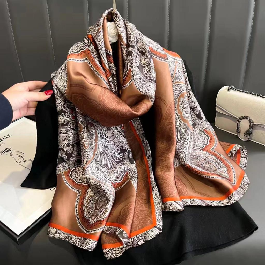 New silk scarf female fashion thin section temperament sunscreen sarong beach towel scarf scarf sarong