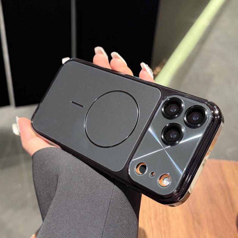 Compatible with iPhone 17 Pro Max: Plated Phone Case, Large Window, Laser Magnetic, Protective for Apple 16/15 Pro.