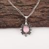 Natura Pink Cat's Eye Gemstone 925 Sterling Silver Handmade Leaf Pendant 1.62" CP-12-44