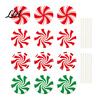 Outdoor Holiday Lawn Decorations 12Pcs Christmas Candy Yard Stakes, Hollow Board Garden Decor with Metal Spikes, Tree Ground Inserts Red White