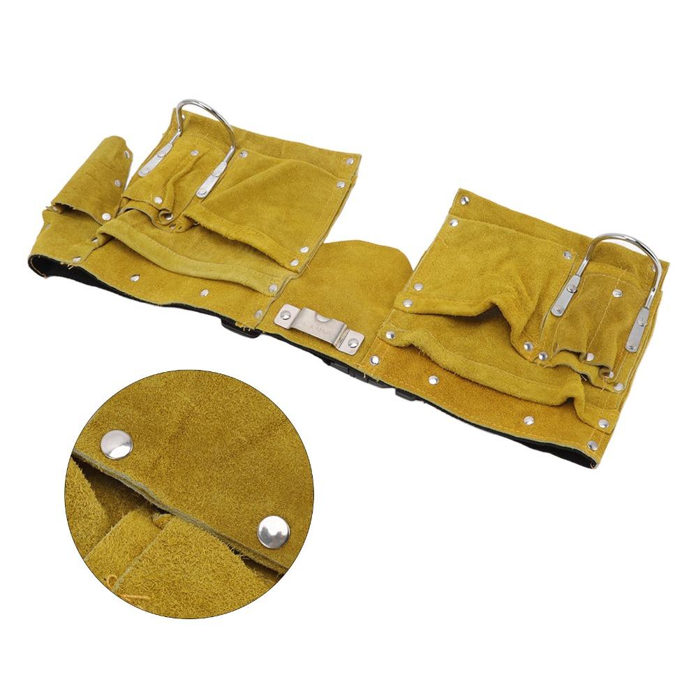 Leather Leather Tool Belt Multiple Pockets Portable Woodworking Tool Belt Sturdy with Quick Release Buckle Carpenter Tool Belt