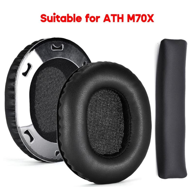 2xDurable Protein Ear Pads for ATH-M70X Headphone Sleeves Earmuff Easily Replaced Ear Pads Sleeves Cover Headband