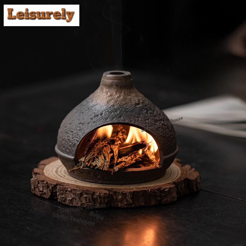 Gilt Iron Glaze Coarse Pottery Incense Holder Mist Smoking Steamers Incense Burners Aromatherapy Censer Chinese Tea Set Craft