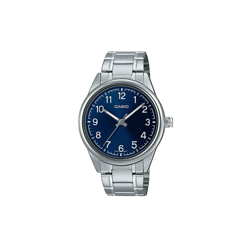 

Casio DRESS Series Simple Retro Business Small Round Watch Fashionable Casual Digital Dial Watch Quartz Movement Stainless Steel Strap MTP-V005D-2B4 синій