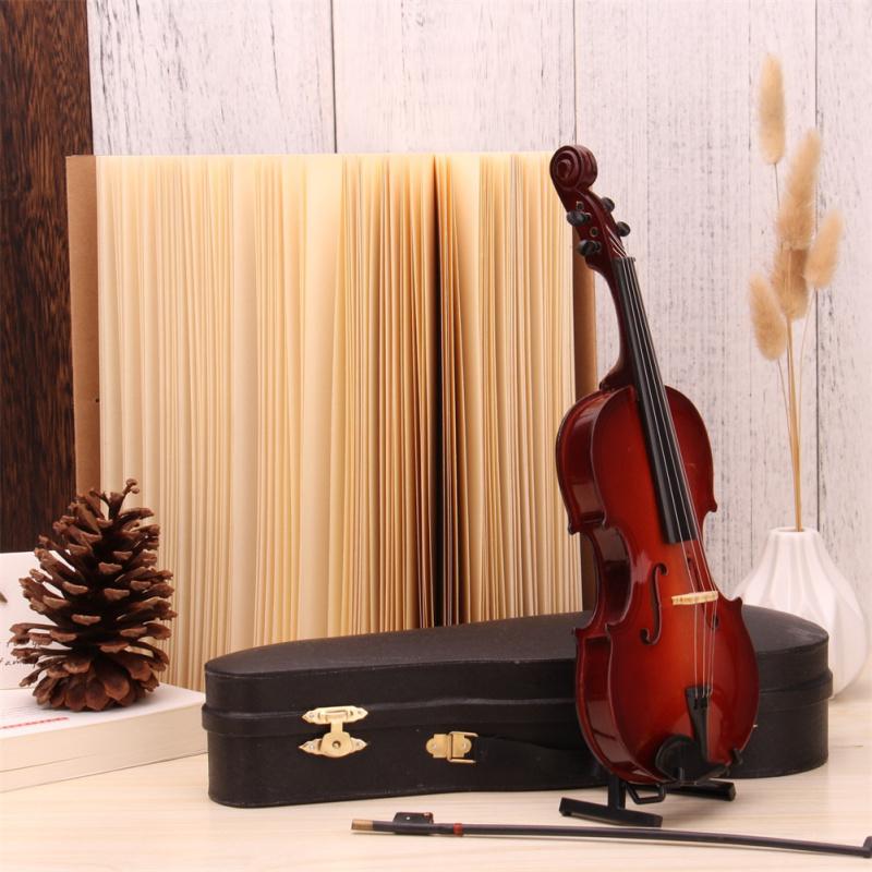 Mini Miniature Violin Model  with Stand and Case Mini Musical Instrument Ornaments