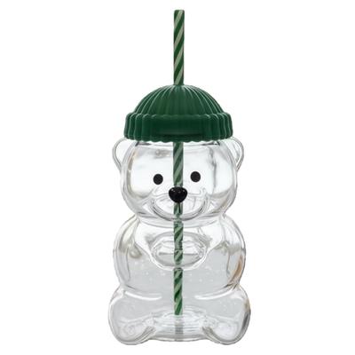 Gobelet Paille Ours Bébé Mignon Mug Verre Borosilicate pour Café Lait Thé Boissons avec Couvercle 20oz