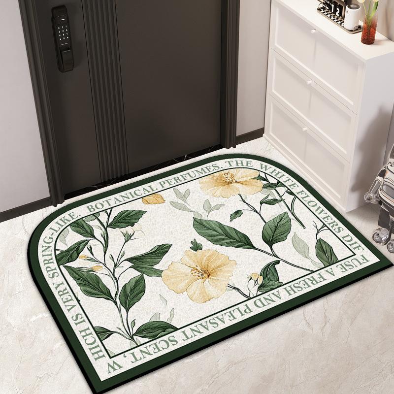 Entry Door Floral Silk Floor Mat Household Entrance Door Dirt Mat Outdoor Dirt Resistant Dust Removal Can Be Tailored Carpet