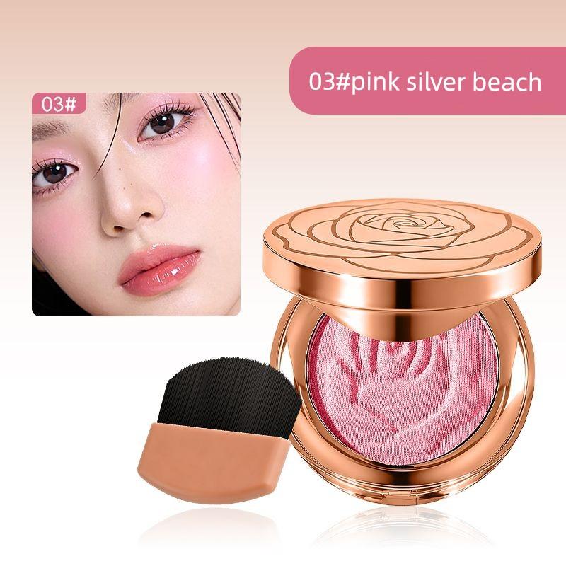 [Celebrity Style] Rose Petal Blush Palette Southern French Brown Highlighter and Contouring 3-in-1 Brightening Pearlescent Rouge Cream