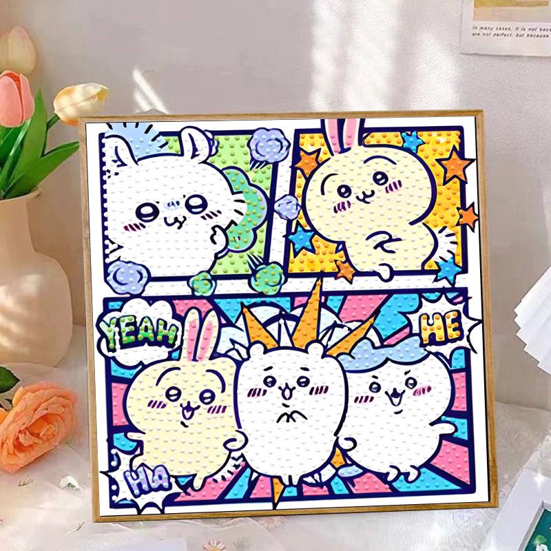 Jiji Kawaii DIY Diamond Painting Cartoon Stickers for Kids - Handmade Tabletop Display Gift