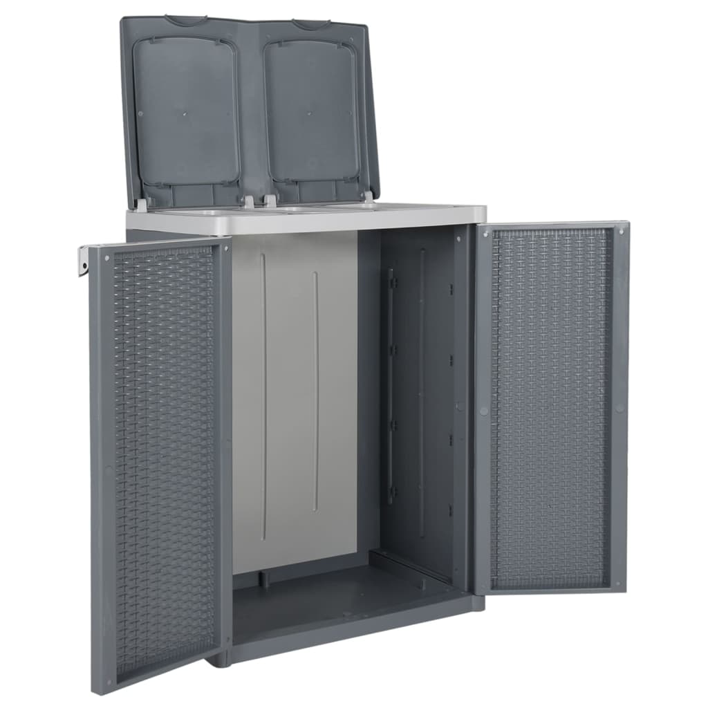 Trash Can with 2 Flaps Gray 65x45x88 cm PP