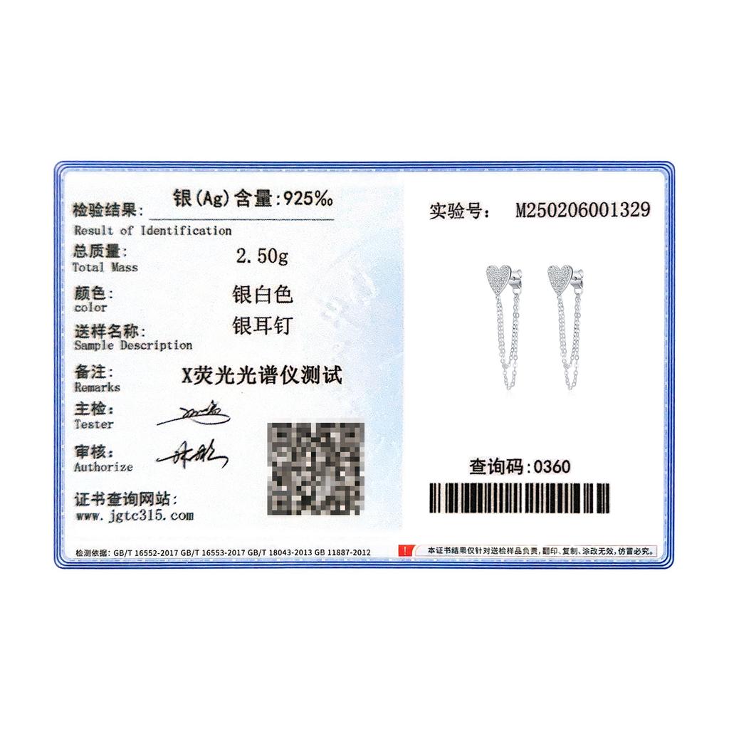 MODIAN 925 Silver Sparkling CZ Hearts Long Tassel Chain Trendy Daily Stud Earrings For Women Fine Jewelry Gifts