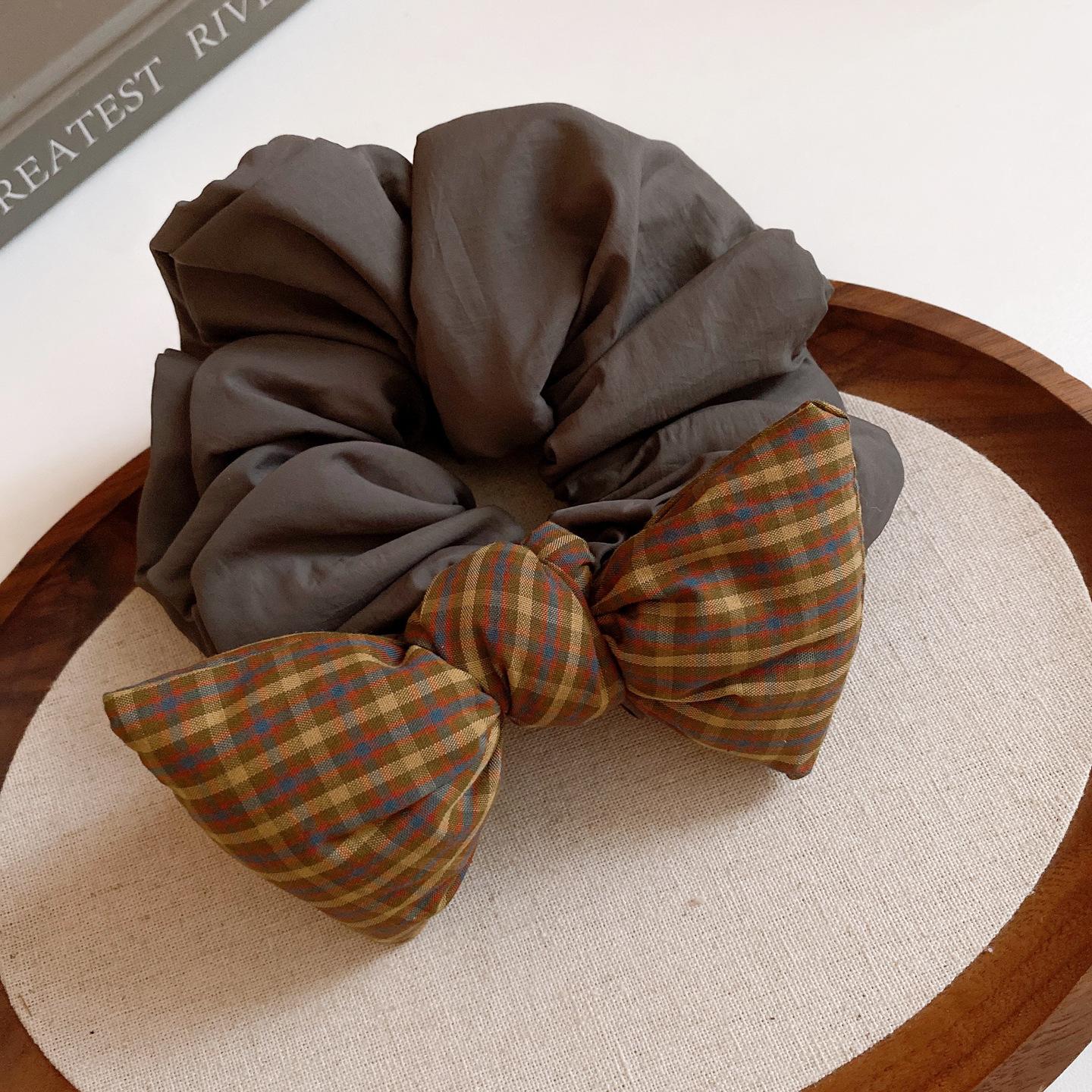 Autumn and winter fabric art grid bow hair band exquisite large intestine hair band fashionable versatile hair accessories headgear