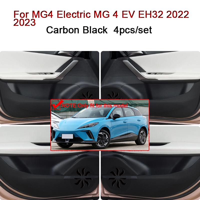 For MG4 Electric MG 4 EV EH32 2022 2023 2024 Car Door Anti Kick Pad Carbon Fiber Leather Texture Anti Dirt Protective Sticker UU333