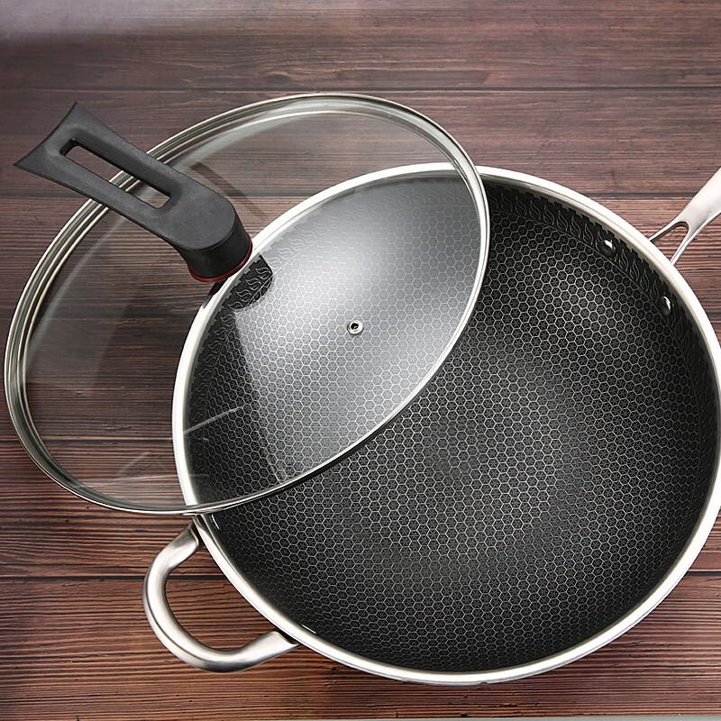 Zhi Shi 32cm 316 Stainless Steel Frying Wok