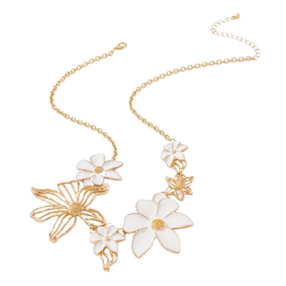 Drip Oil Trendy Floral Necklace Vintage Women Pendant Necklace Flower Collarbone Chain  Daily Wear