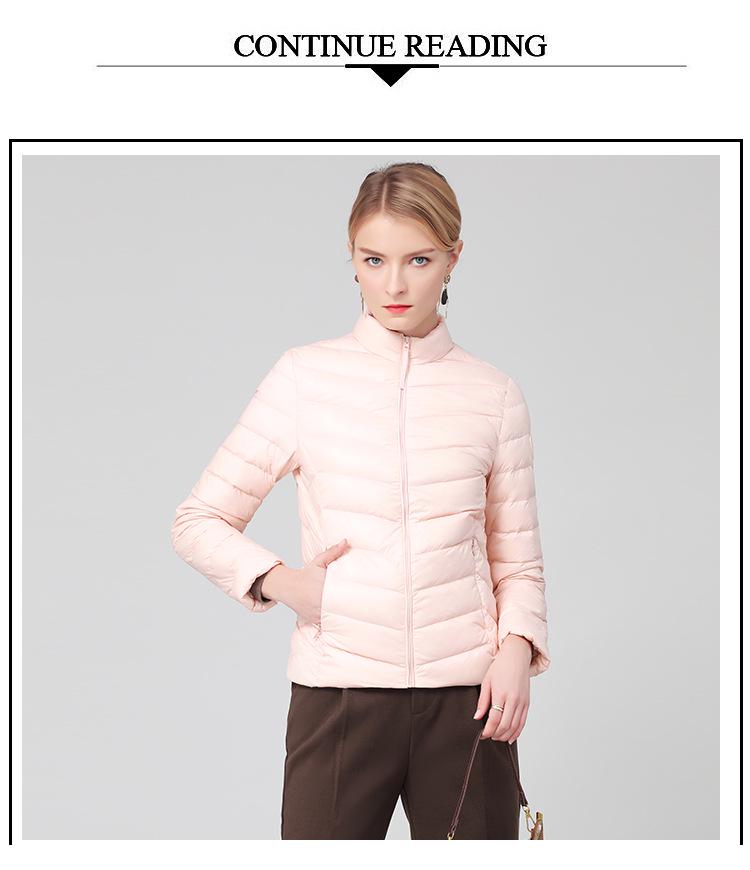 Women's Lightweight White Duck Down Jacket - 2026 Autumn/Winter, Warm Versatile Outerwear with Stand Collar