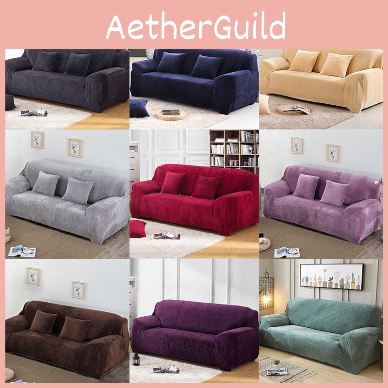 Comfortable Stretch Sofa Slipcover Soft Thick Velvet Protector For 1-4 Seat Furniture