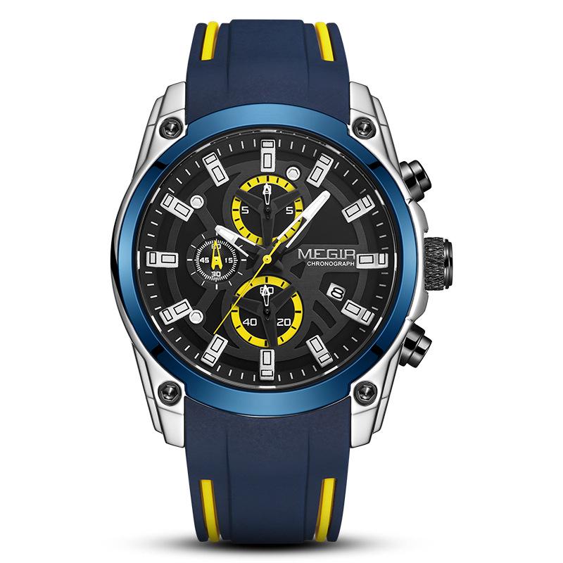 

MEGIR Men s Multifunctional Chronograph Sport Watch with Luminous Waterproof Design and Silicone Strap.