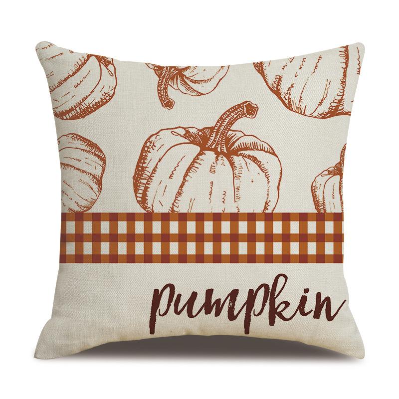 Thanksgiving Linen Pillow Case Autumn Pumpkin Print Supply Pillow Cushion Cover Premium Durable Quality Useful