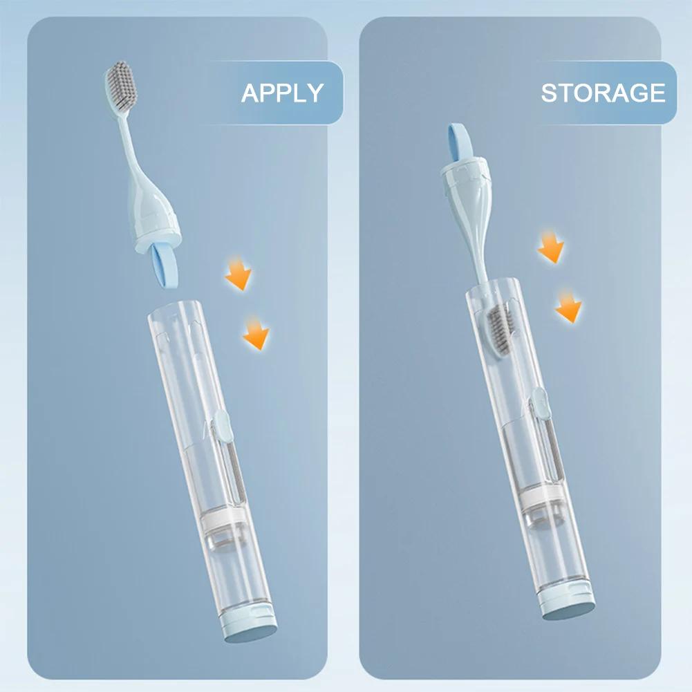 3 In 1 Portable Toothbrush Can Hold Toothpaste Integrated Hygienic Folding Travel Toothbrush Oral Cleaning Tools Easy Carrying