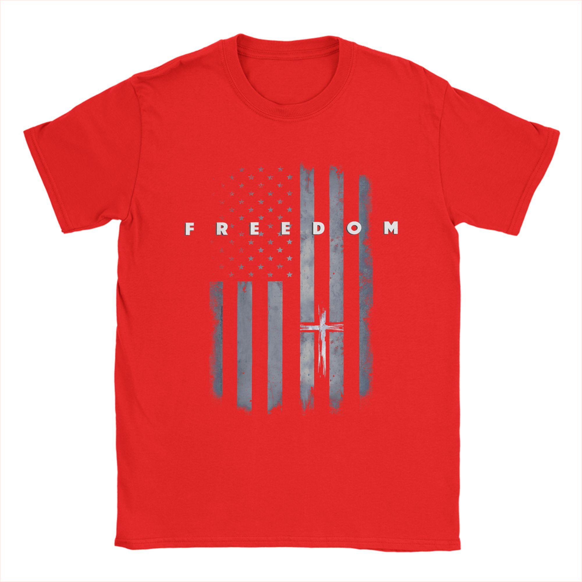 Unisexs TShirts Grunge American Flag and Cross Faith Family Freedom Casual Cotton Tee Shirt Short Sleeve T Shirt Round Neck Tops M