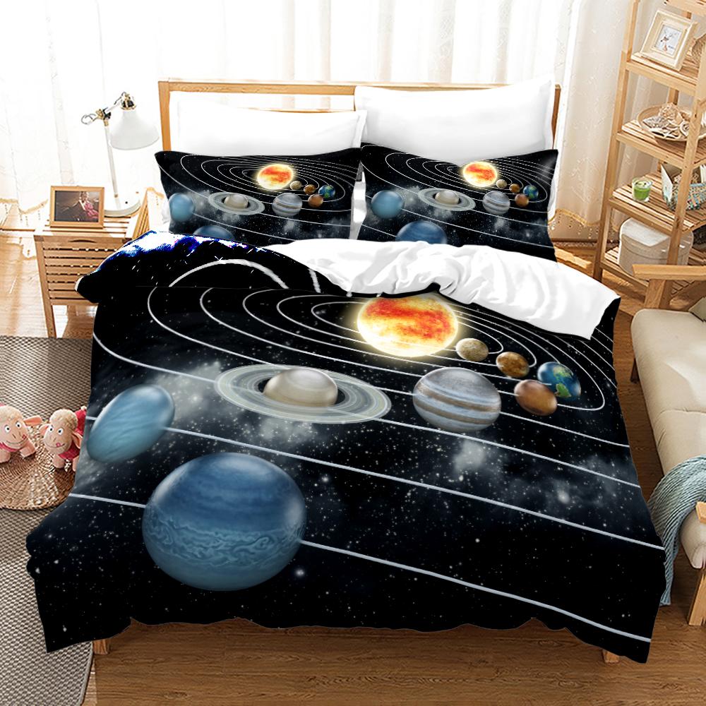 Space Galaxy Bedding Set Bedspread Single Twin Full Queen King Size Sky Milky Way Planet Bed Set Aldult Kid Duvetcover 06