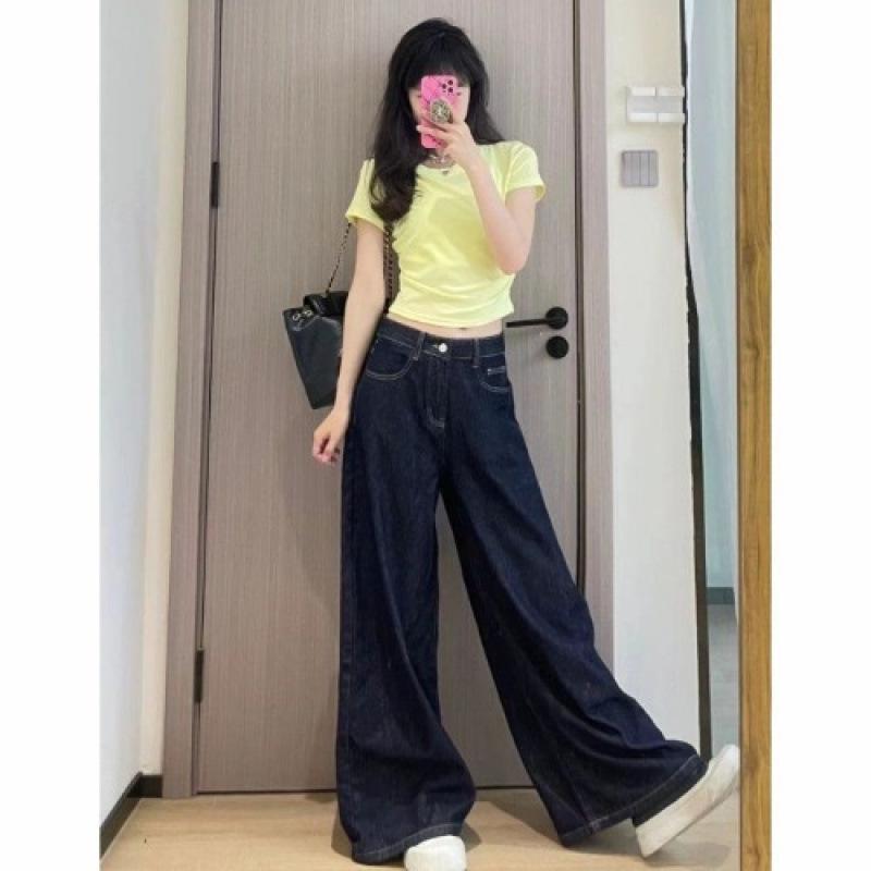 Plus Size Women’s High Waist Retro Wide-Leg Jeans - Autumn Relaxed Fit