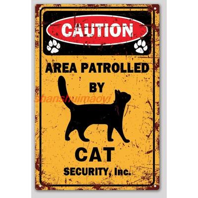 Katzenzeichen Bereich patrouilliert von Katzenzeichen Katzen Geschenke Für Katzenliebhaber Vorsicht Blechschild Katzen Metall Blechschilder Für Wandkunst Katzen Sachen Katzen pp