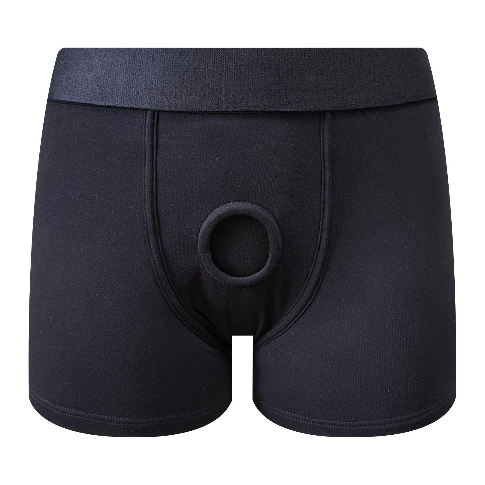 Damen Durchbrochene Boxerunterhosen Elastischer Bund Slips mit O-Ring Dessous XS schwarz