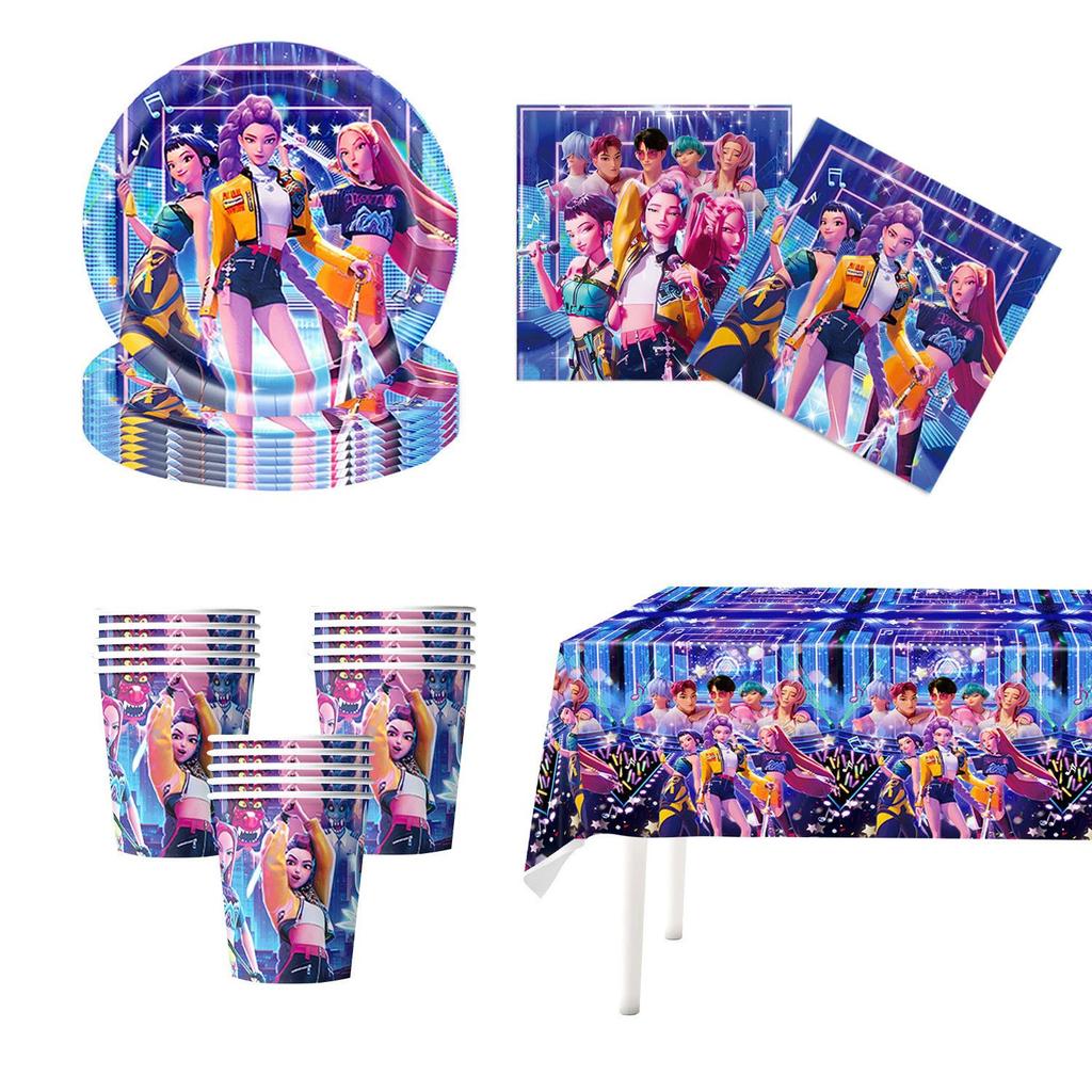 Witcher Team-themed Birthday Party Supplies: Disposable Tablecloths, Paper Plates, Paper Cups, Tableware, Banners, Party Decorations