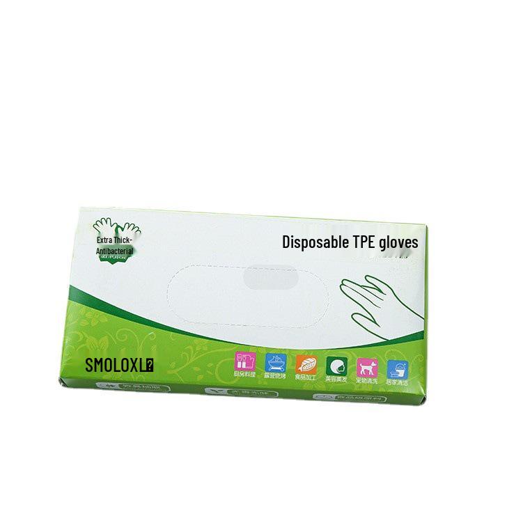 TPE Micro-Elastic Durable Disposable Gloves: Thickened, Food Grade, Waterproof for Industrial, Kitchen, Household, and Hairdressing Use.