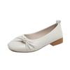 Women's Flat Shoes Spring New Square Head Shallow Mouth Pearl Soft Sole Anti-slip Wear-resistant Single Shoes
