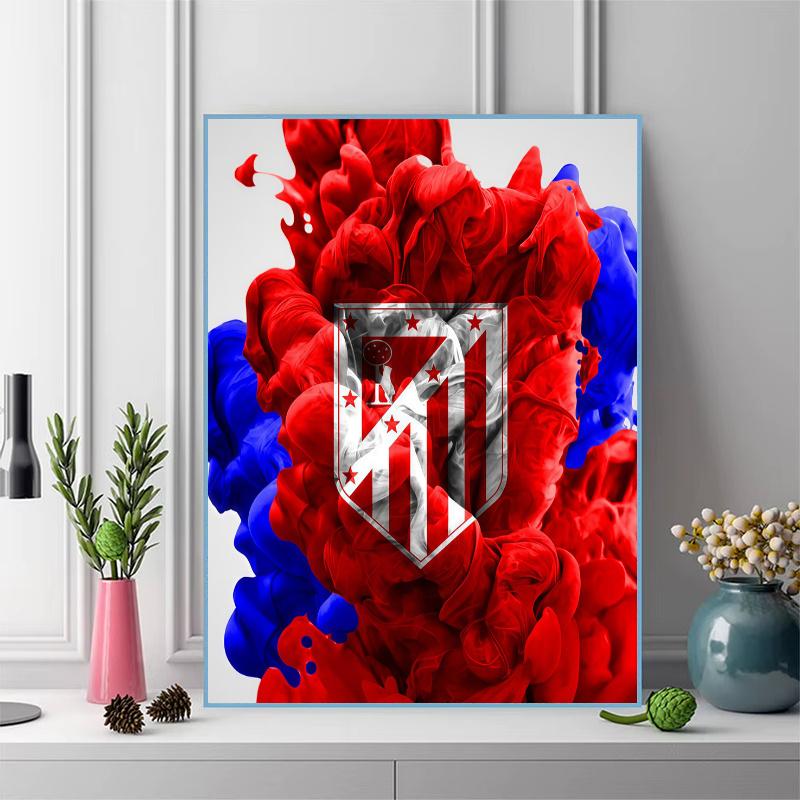 Atletico Madrid Football Crest 100% Round Full Drill 5D DIY Diamond Painting Embroidery Cross Stitch Rhinestone Decor
