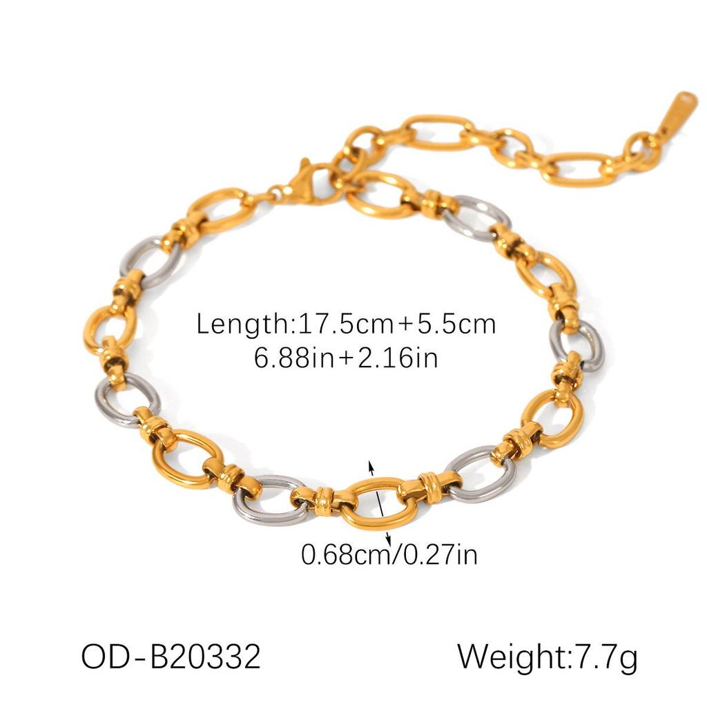 Pozłacany 18k Zestaw Bransolet ze Stali Nierdzewnej w Stylu Retro dla Kobiet - Biżuteria Ręczna w Stylu Light Luxury