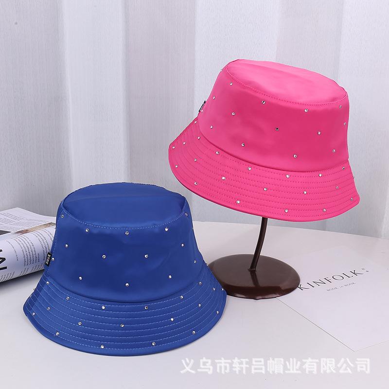 New Satin Basin Hat Women's Casual Versatile Hot Diamond Gypsy Fashion Bucket Hat Spring Sun Protection Visor