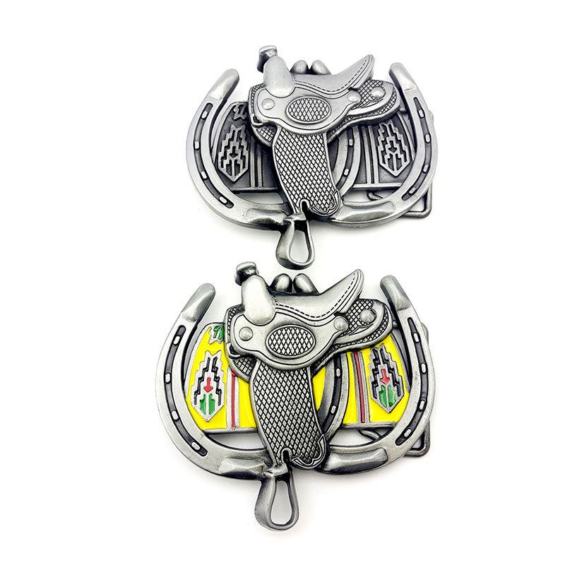 Western Cowboy Zinc Alloy Saddle Belt Buckle - Large, Fashionable, Smooth, Unique Design