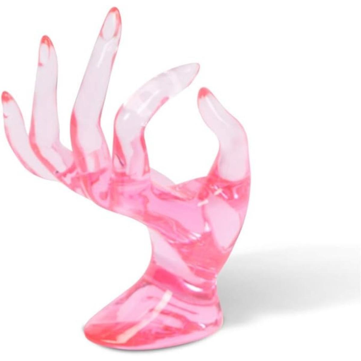 

Прозрачный декор для комнаты, держатель для кольца в форме руки, держатель для ювелирных изделий, эстетический держатель для браслета и кольца, подставка для часов, элегантный держатель для ювелирных изделий для комнаты Y2k розовый