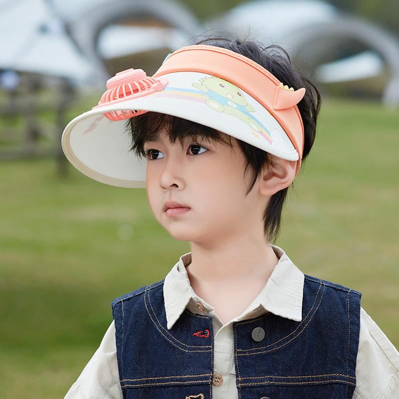 1120 Children's Hats Boys and Girls Cartoon Cute Sunscreen Visor Summer Outdoor Outing with Fan Empty Top Hat