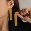 Mei Shi Duo European 18K Gold Tassel Earrings, Stainless Titanium Steel, Fashionable Long Dangle Accessories for Women