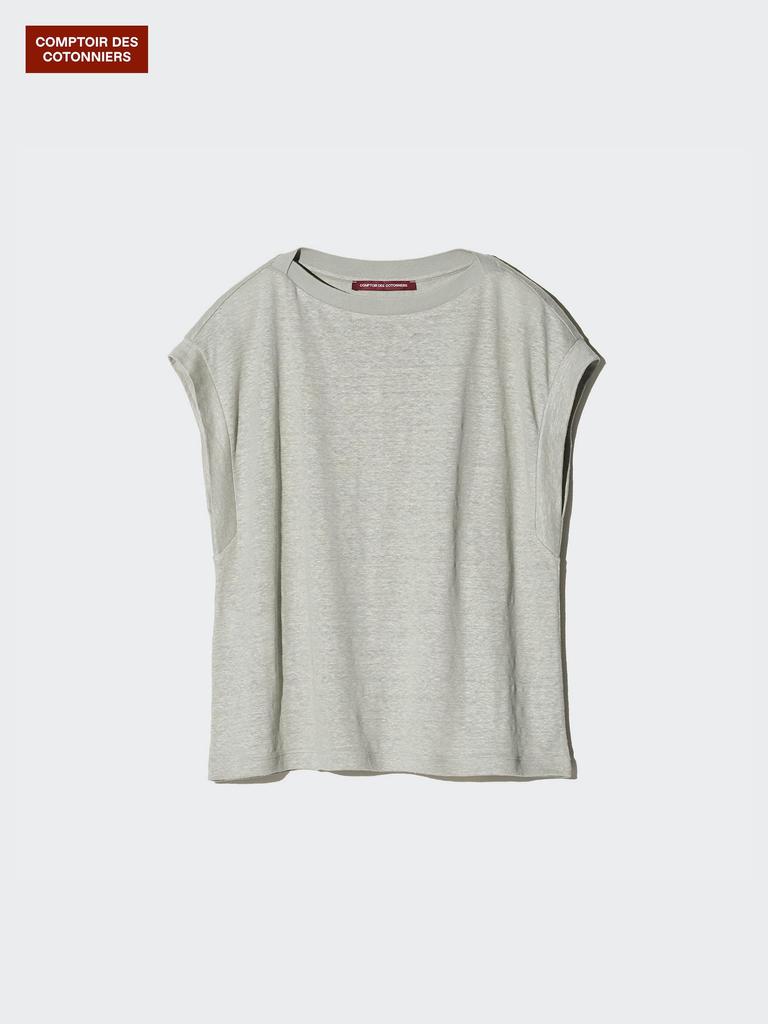 Uniqlo Japanisches Leinen T-Shirt mit französischen Ärmeln, lockerer Passform