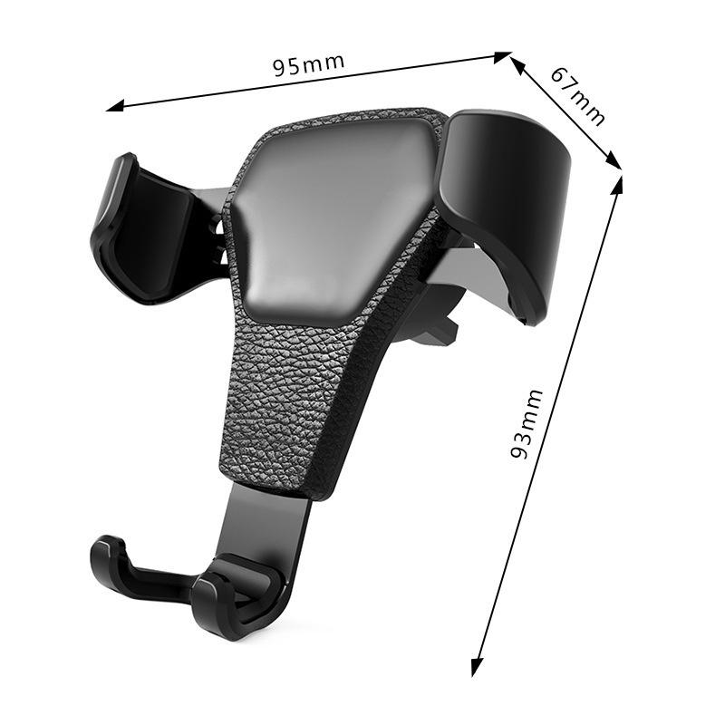 Aluminum Alloy Car Air Vent Gravity Phone Holder with Leather Texture