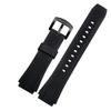 EF552 Black Silicone Rubber Sports Watch Strap for Casio Edifice EF-552 Watch Band EF-552D Men's Bracelet with Stainless Steel Clasp, 25*20mm (Color: